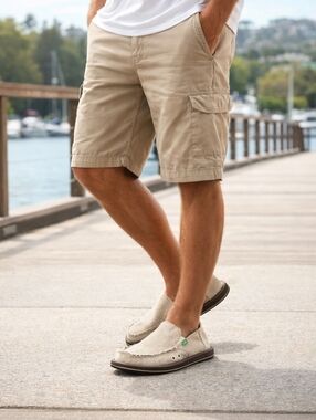 Sanuk Hemp Sidewalk Surfer Mens Beige Slip-On Loafers Shoes Sz 8